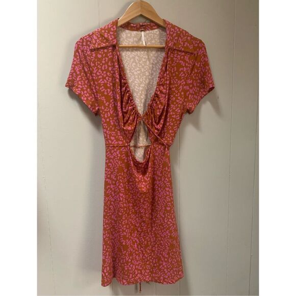 Free People Marsaille Mini Dress Rust Combo Large - Picture 5 of 8